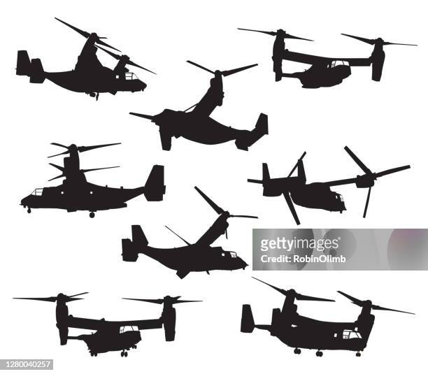 military airplane helicopter silhouettes - us navy stock illustrations
