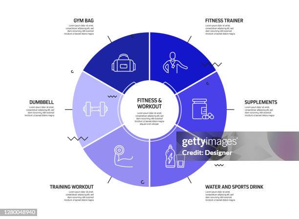 fitness and workout related process infographic template. process timeline chart. workflow layout with linear icons - runner stretching stock illustrations