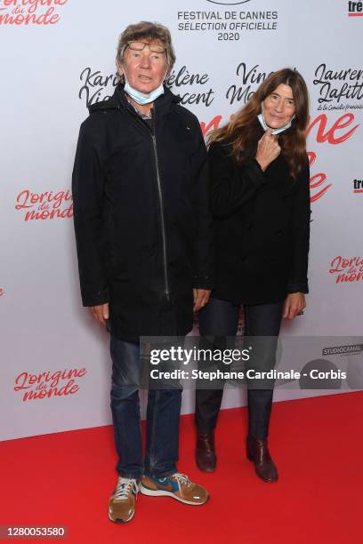 Etienne Chatiliez and his wife Emilie Broussouloux attend the "L'Origine Du Monde" premiere at cinema UGC Normandie on October 13, 2020 in Paris,...