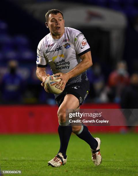 Brett Ferres of Leeds during the Betfred Super League match between Warrington Wolves and Leeds Rhinos at The Halliwell Jones Stadium on October 13,...