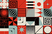 Modern Swiss Design Aesthetics Artwork With Abstract Modernism Shapes And Geometric Pattern Graphics