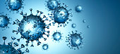 Coronavirus with DNA inside with blue background - 3D illustration