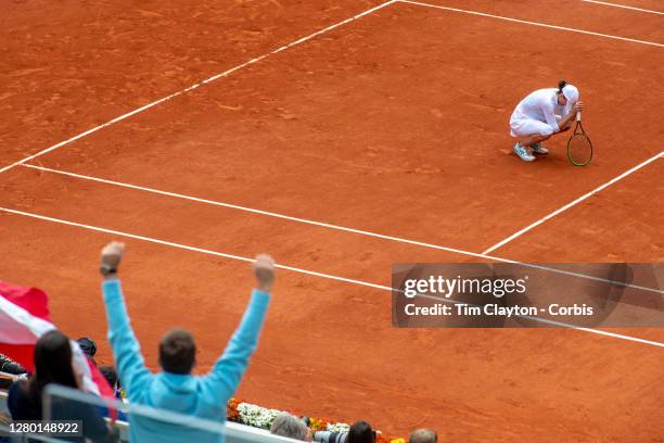 October 10. Iga Swiatek of Poland celebrates her victory against Sofia Kenin of the United States in the Women's Singles Final on Court...