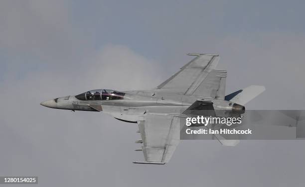 Super Hornet conducts a 'show of force' as part of Exercise Nigrum Pugio on October 14, 2020 in Townsville, Australia. Exercise Nigrum Pugio 20-2 is...