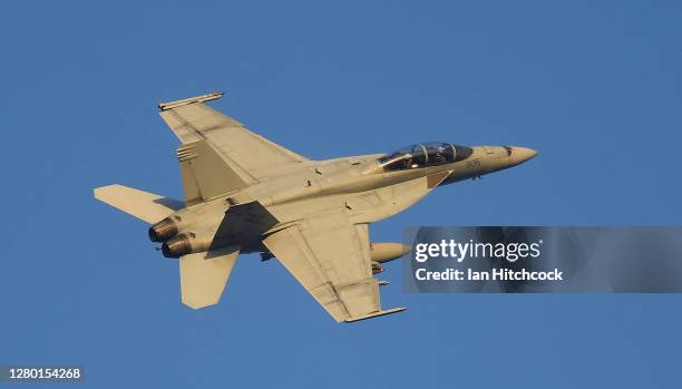 Super Hornet pulls up from a strafing run as part of Exercise Nigrum Pugio on October 14, 2020 in Townsville, Australia. Exercise Nigrum Pugio 20-2...