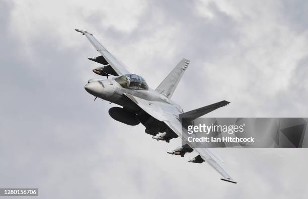 Super Hornet conducts a 'show of force' as part of Exercise Nigrum Pugio on October 14, 2020 in Townsville, Australia. Exercise Nigrum Pugio 20-2 is...