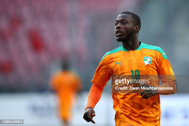 Nicolas Pepe of Ivory Coast in action during the international friendly match between Japan and Ivory Coast at Stadion Galgenwaard on October 13,...