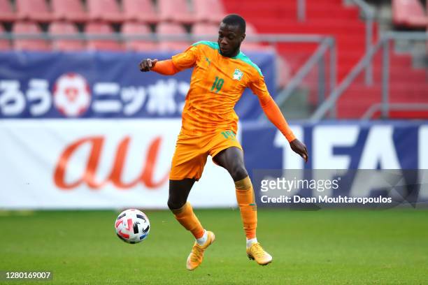 Nicolas Pepe of Ivory Coast in action during the international friendly match between Japan and Ivory Coast at Stadion Galgenwaard on October 13,...