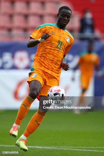 Eric Bailly of Ivory Coast in action during the international friendly match between Japan and Ivory Coast at Stadion Galgenwaard on October 13, 2020...