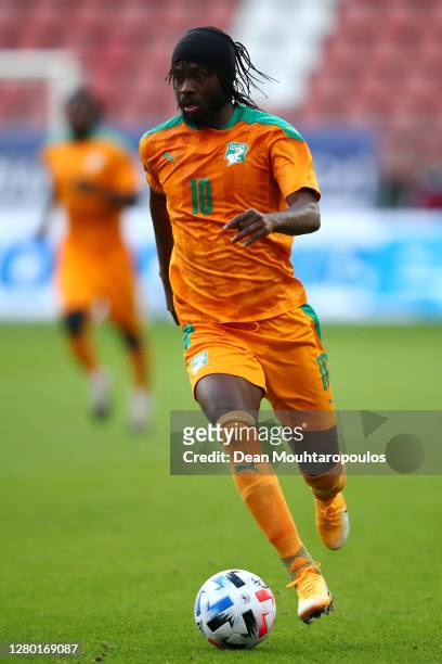 Gervinho of Ivory Coast in action during the international friendly match between Japan and Ivory Coast at Stadion Galgenwaard on October 13, 2020 in...