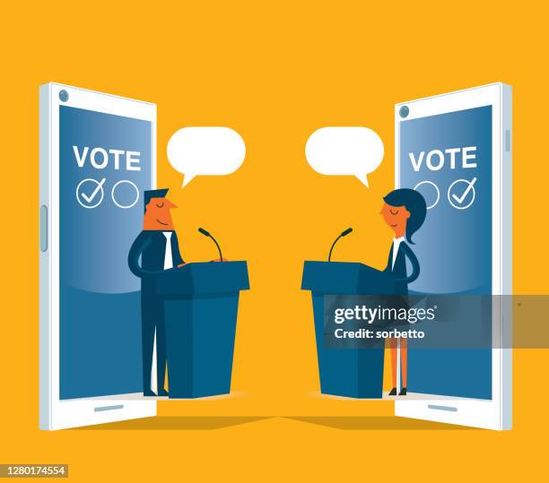 on-line voting - smartphone - software platform stock illustrations