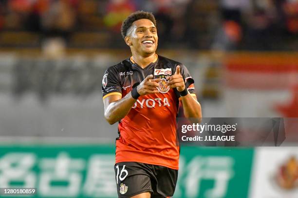 Dos Santos Castro of Nagoya Grampus celebrates scoring his side's second goal during the J.League Meiji Yasuda J1 match between Nagoya Grampus and...
