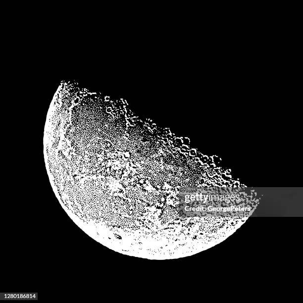 moon. last quarter - gibbous moon stock illustrations
