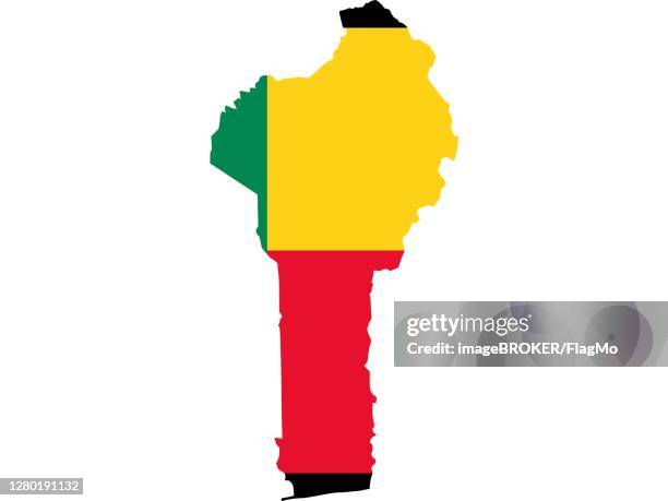 flag in form form of the geographical country, benin, sub-saharan africa, western africa - sub saharan africa landscape stock illustrations