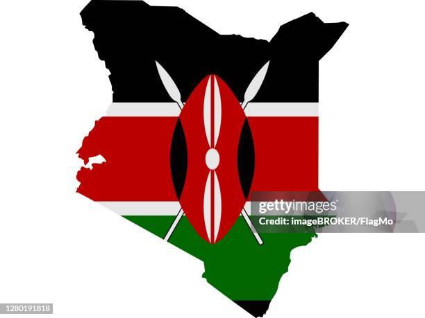 flag in form form of the geographical country, kenya, sub-saharan africa, eastern africa - sub saharan africa landscape stock illustrations