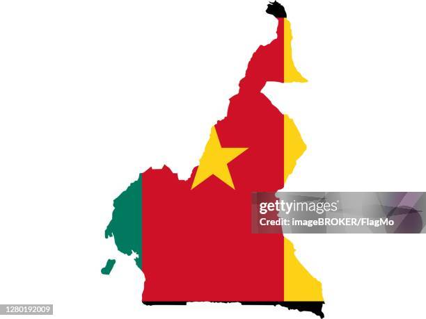flag in form form of the geographical country, cameroon, sub-saharan africa, middle africa - sub saharan africa landscape stock illustrations
