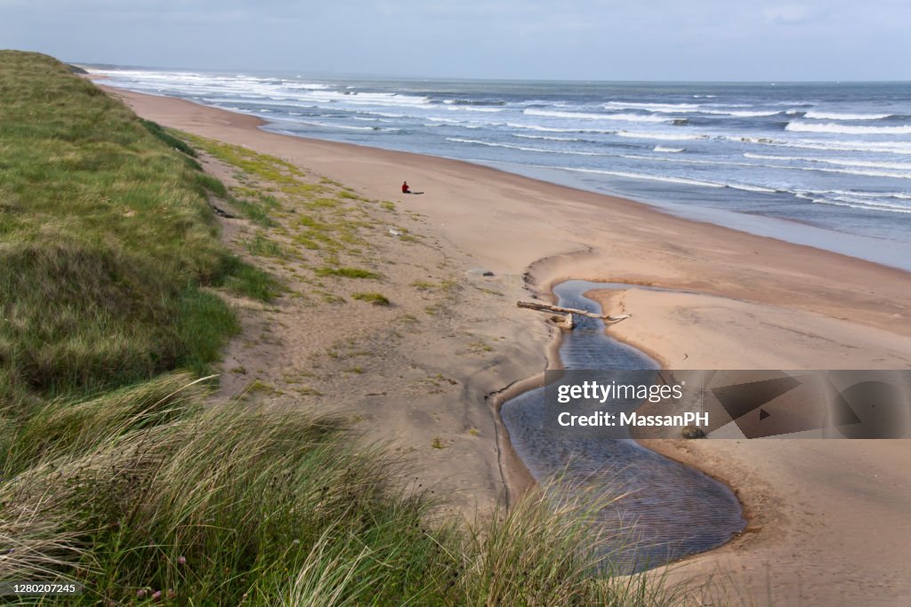 Beach north of Aberdeen on a windy day