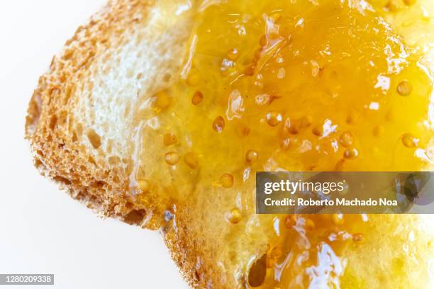 macro of a toast with fig marmalade - fig ストックフォトと画像