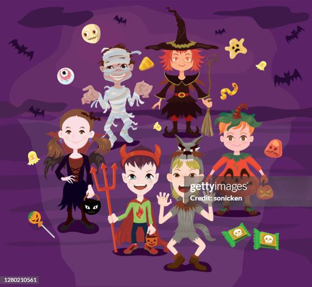 halloween trick-or-treating - werewolf costume stock illustrations