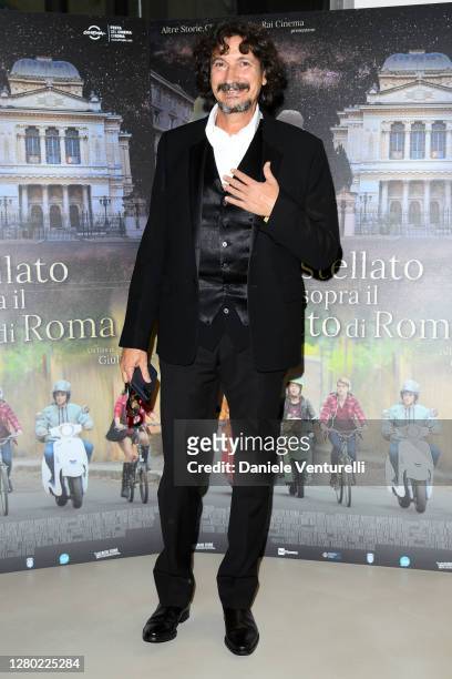 Sergio Cammariere attends the photocall of the opening of "Un Cielo Stellato Sopra Il Ghetto Di Roma" on October 14, 2020 in Rome, Italy.