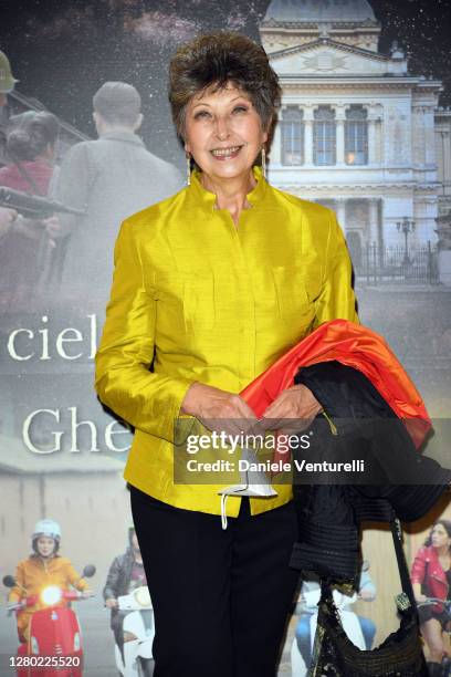 Aurora Cancian attends the photocall of the opening of "Un Cielo Stellato Sopra Il Ghetto Di Roma" on October 14, 2020 in Rome, Italy.