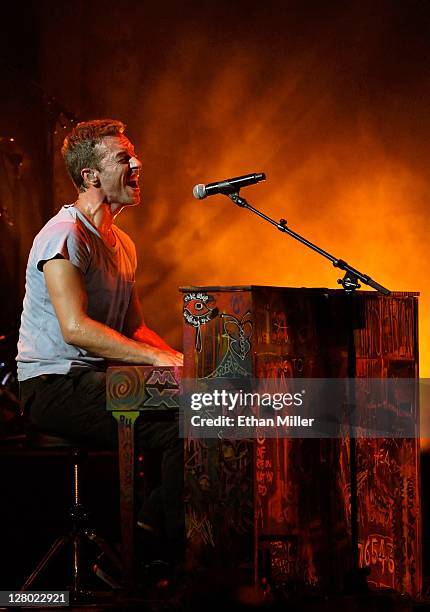 Coldplay frontman Chris Martin performs at the iHeartRadio Music Festival at the MGM Grand Garden Arena September 23, 2011 in Las Vegas, Nevada.