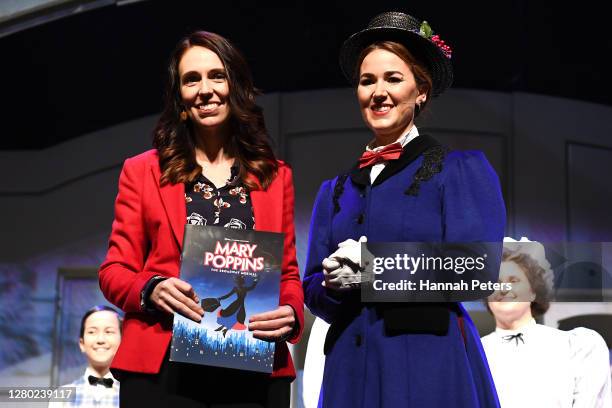 New Zealand Prime Minister and Labour Party leader, Jacinda Ardern poses with Shaan Kloet after watching Mary Poppins, The Musical on October 15,...