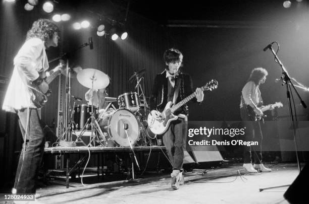 American musician Johnny Thunders on stage with The Heartbreakers at the Lyceum Theatre, London, 23rd August 1984.