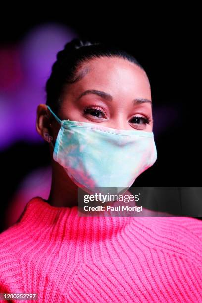 Actress Jasmine Luv attends the "Pull Up & Park" breast cancer awareness & BET Her films screening event at RFK Stadium on October 14, 2020 in...