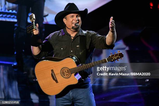 In this image released on October 14, Garth Brooks performs onstage at the 2020 Billboard Music Awards, broadcast on October 14, 2020 at the Dolby...
