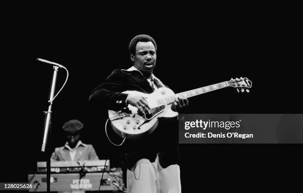 American singer-songwriter and guitarist George Benson performing at the Theatre Royal, Drury Lane, London, 1978.