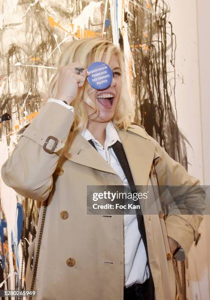 Presenter Flavie Flament attends “Empreinte” Hom Nguyen Preview at Galerie NAG on October 14, 2020 in Paris, France.