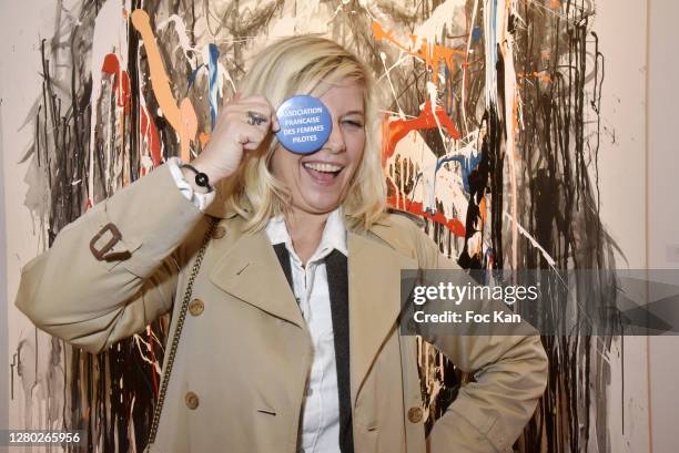 Presenter Flavie Flament attends “Empreinte” Hom Nguyen Preview at Galerie NAG on October 14, 2020 in Paris, France.