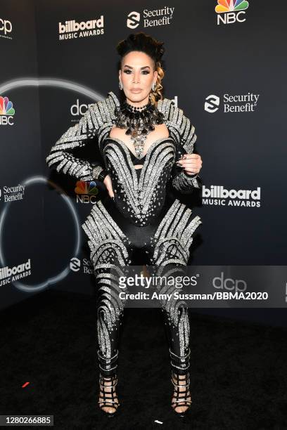 In this image released on October 14, Ivy Queen poses backstage at the 2020 Billboard Music Awards, broadcast on October 14, 2020 at the Dolby...