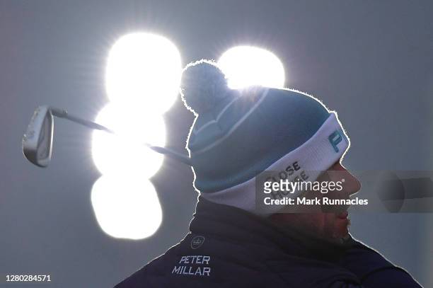 Lee Westwood of England warms up on the driving range ahead of the first round of the Scottish Championship presented by AXA at Fairmont St Andrews...