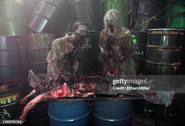 Part of a zombie-themed set is shown at the Fright Ride immersive haunted attraction on October 14, 2020 in Las Vegas, Nevada. The creative team from...