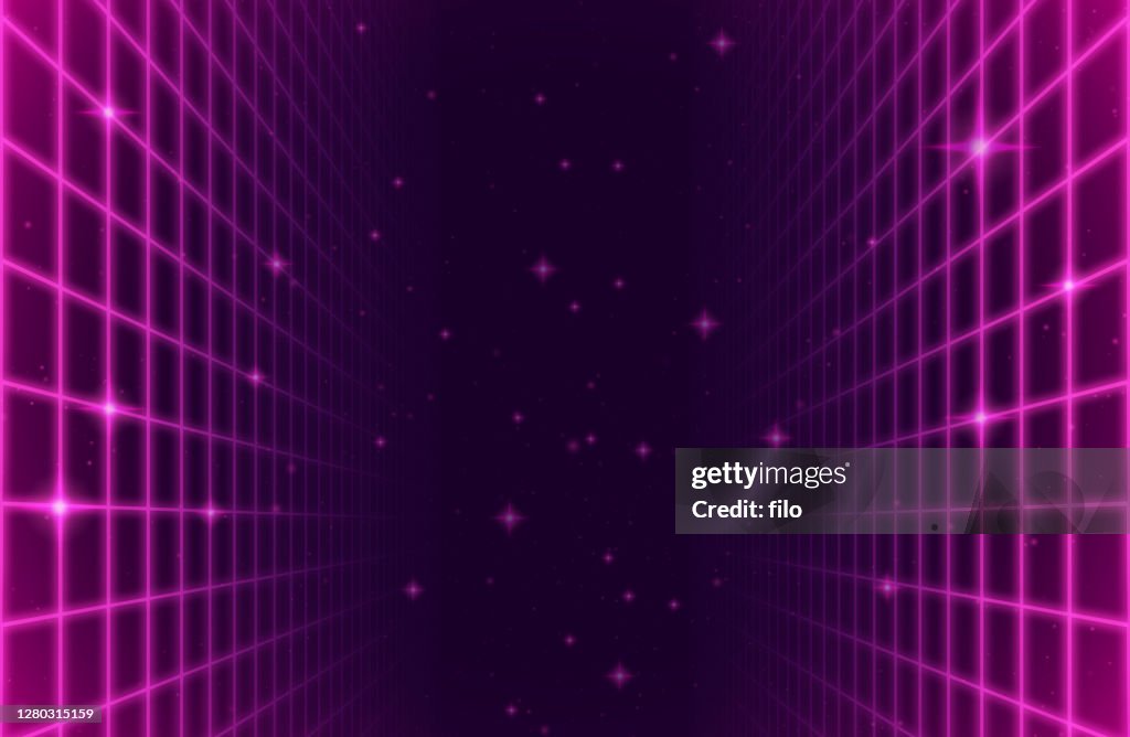 Retro Space Arcade Grid Background