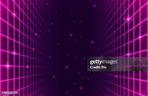 retro space arcade grid background - blank spaces stock illustrations