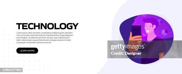 technology concept vector illustration for website banner, advertisement and marketing material, online advertising, business presentation etc. - holding computer chip stock illustrations