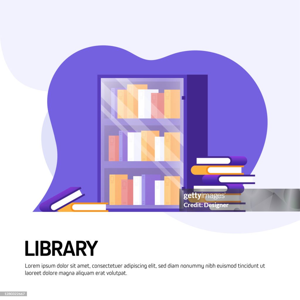 Library Page Graphics Library School Related Vector Illustration For Landing Page Template ...