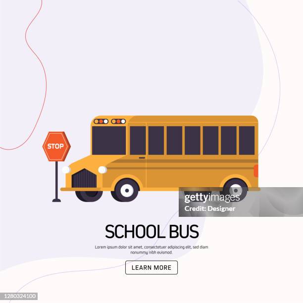 school bus vector illustration for landing page template, website banner, advertisement and marketing material, online advertising, business presentation etc. - science technology engineering art math stock illustrations