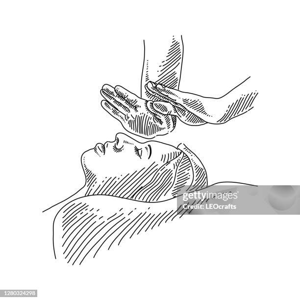 head massage drawing - massage stock illustrations