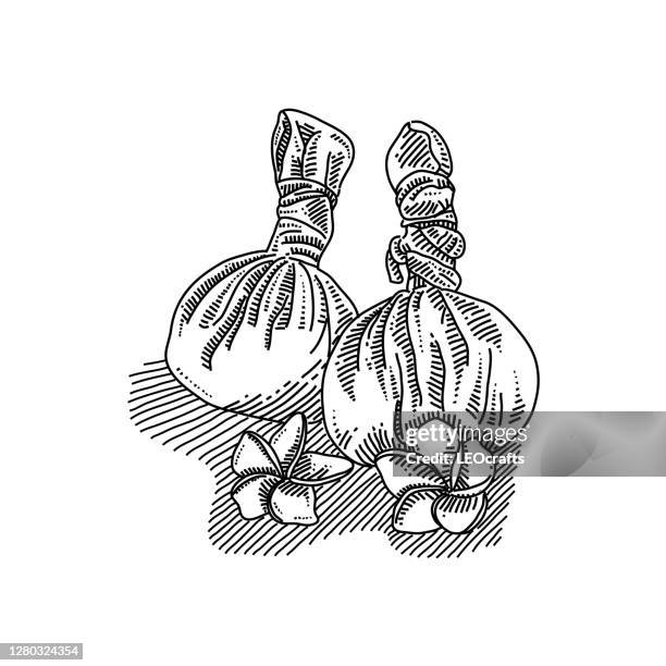 ayurveda massage pads drawing - ayurveda stock illustrations