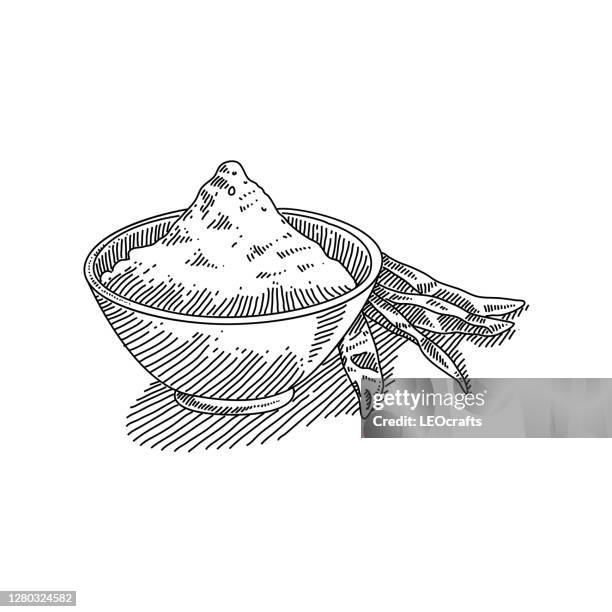 red chilly powder drawing - chili powder white background stock illustrations