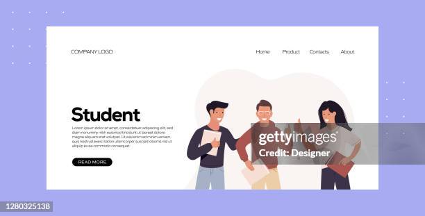 students related vector illustration for landing page template, website banner, advertisement and marketing material, online advertising, business presentation etc. - science technology engineering art math stock illustrations
