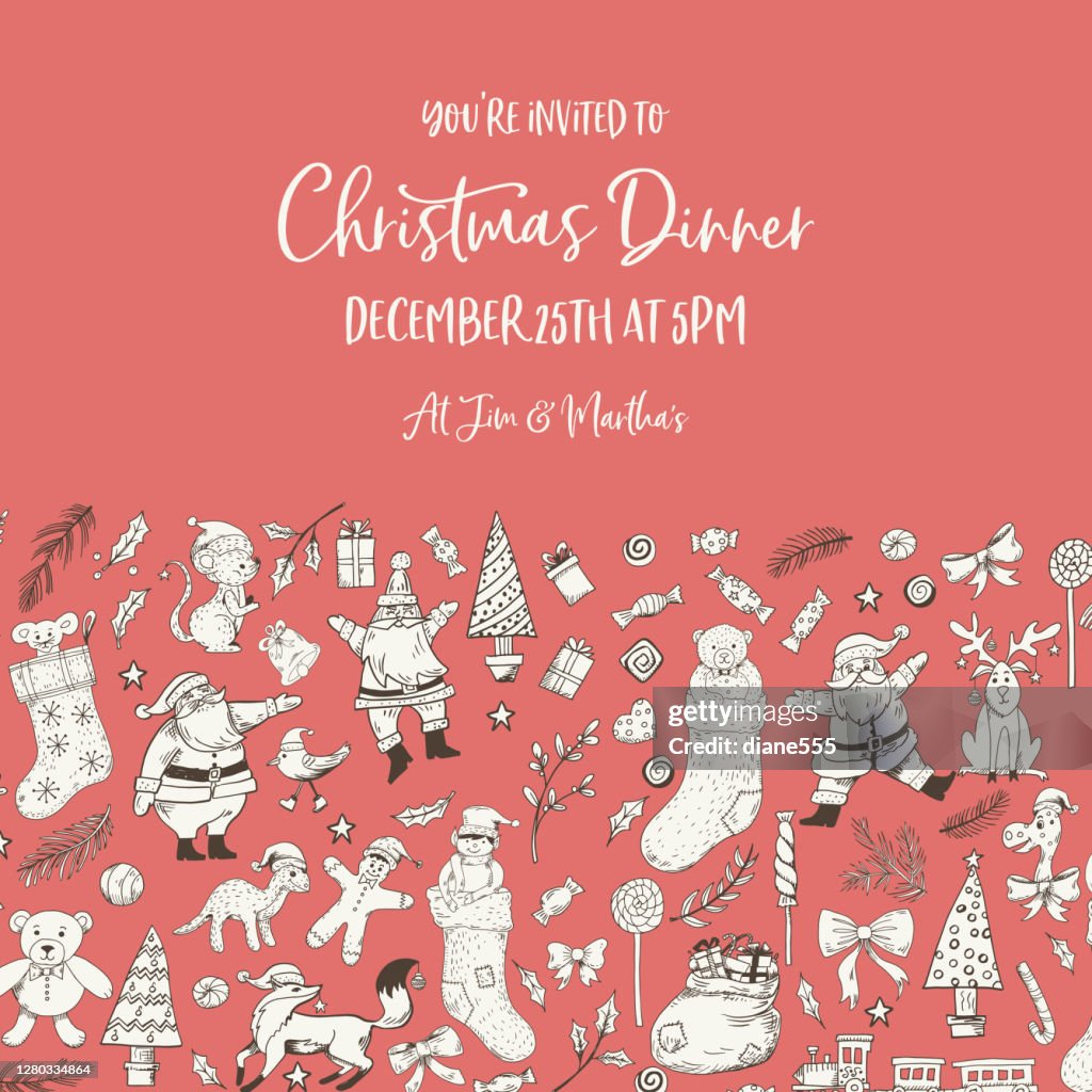 Doodled Christmas Card Template