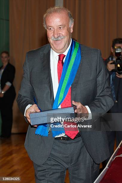 Spanish national football team coach Vicente Del Bosque receives "Real Orden del Merito Deportivo" award on October 5, 2011 in Madrid, Spain.