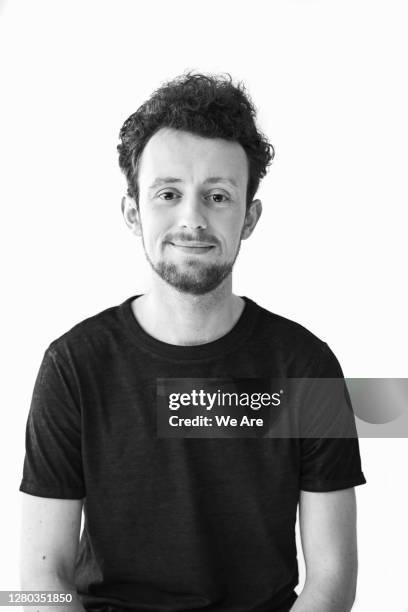 portrait of millennial man - portraits black and white stock pictures, royalty-free photos & images