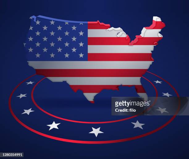stockillustraties, clipart, cartoons en iconen met verenigde staten patriottische politieke kaart - presidentieel debat