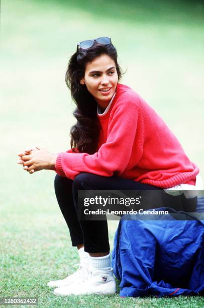 Spanish model and actress Inés Sastre, Lido, 10th September 1995.